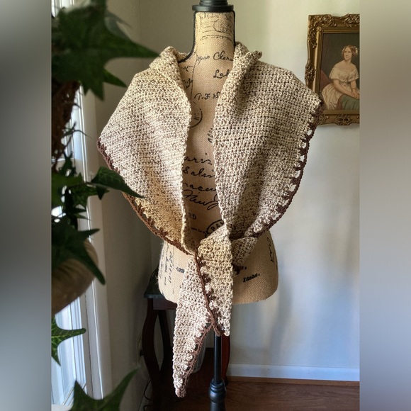 Beautiful tweed shawl scarf wrap with edging HANDMADE NEW lovingly crafted - Picture 14 of 14